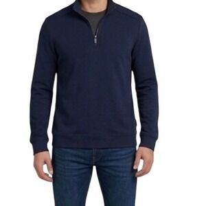 TED BAKER Mens Navy Blue mock Neck Quarter Zip Pullover Size 4 L